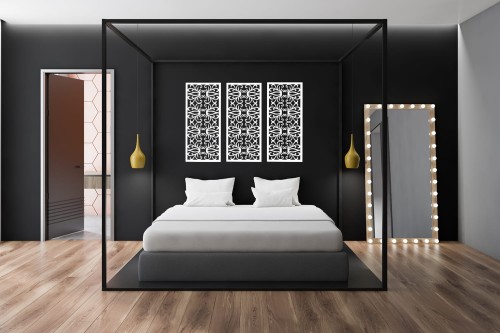 Dekoracyjny panel ażurowy MOREAUX, DEKORACJA ŚCIENNA 3D,ORNAMENT,42 x 95 cm, BIAŁY