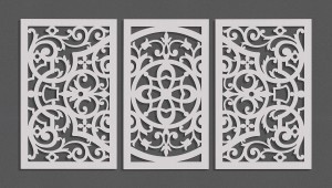 DEKORACYJNY TRYPTYK AŻUROWY, FLORELLE, DEKORACJA ŚCIENNA 3D,  ORNAMENT, 72 x 140 cm, BIAŁY