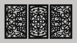 DEKORACYJNY TRYPTYK AŻUROWY, FLORELLE, DEKORACJA ŚCIENNA 3D,  ORNAMENT, 72 x 140 cm, BIAŁY