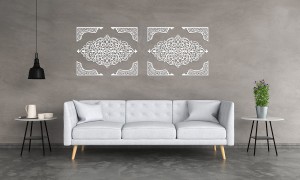 DEKORACYJNE PANELE AŻUROWE, 10 ELEMENTOWA, ARABESKA, DEKORACJA ŚCIENNA 3D, DYPTYK, BIAŁY