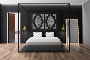 DEKORACYJNE PANELE AŻUROWE, 10 ELEMENTOWA, ARABESKA, DEKORACJA ŚCIENNA 3D, DYPTYK, BIAŁY