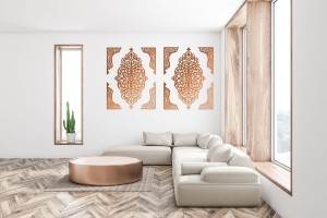 DEKORACYJNE PANELE AŻUROWE, 10 ELEMENTOWA, ARABESKA, DEKORACJA ŚCIENNA 3D, DYPTYK, BIAŁY