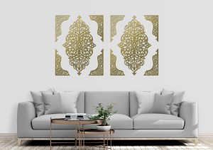 DEKORACYJNE PANELE AŻUROWE, 10 ELEMENTOWA, ARABESKA, DEKORACJA ŚCIENNA 3D, DYPTYK, BIAŁY