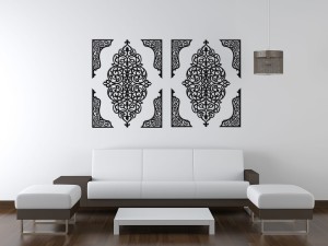 DEKORACYJNE PANELE AŻUROWE, 10 ELEMENTOWA, ARABESKA, DEKORACJA ŚCIENNA 3D, DYPTYK, BIAŁY