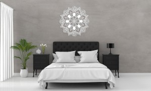 AŻUROWY PANEL DEKORACYJNY, MANDALA, HINDU, DEKORACJA  ŚCIENNA 3D,ORNAMENT, BIAŁY