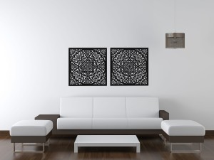 AŻUROWY PANEL DEKORACYJNY, MAROKAŃSKA ROZETA, DEKORACJA ŚCIENNA 3D,ORNAMENT, DYPTYK, CZARNY