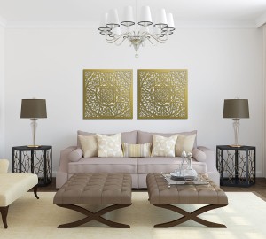 AŻUROWY PANEL DEKORACYJNY, MAROKAŃSKA ROZETA, DEKORACJA ŚCIENNA 3D,ORNAMENT, DYPTYK, CZARNY