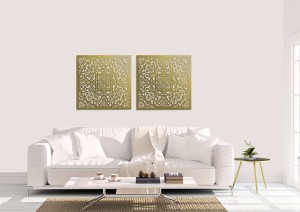 AŻUROWY PANEL DEKORACYJNY, MAROKAŃSKA ROZETA, DEKORACJA ŚCIENNA 3D,ORNAMENT, DYPTYK, CZARNY