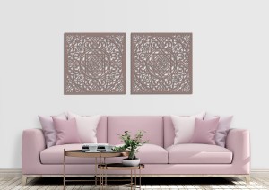 AŻUROWY PANEL DEKORACYJNY, MAROKAŃSKA ROZETA, DEKORACJA ŚCIENNA 3D,ORNAMENT, DYPTYK, CZARNY