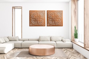 AŻUROWY PANEL DEKORACYJNY, MAROKAŃSKA ROZETA, DEKORACJA ŚCIENNA 3D,ORNAMENT, DYPTYK, CZARNY