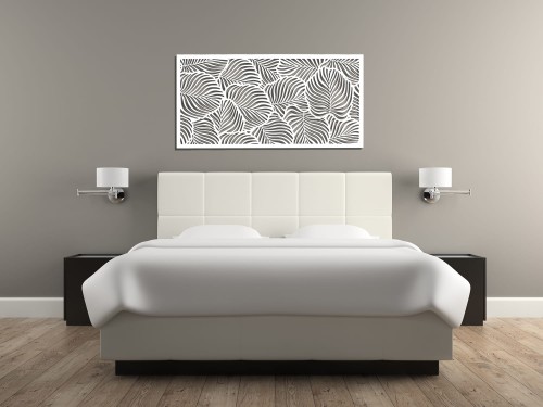 DEKORACYJNY PANEL AŻUROWY, LIŚCIE, DEKORACJA ŚCIENNA  3D, ORNAMENT 60 x 120 cm, BIAŁY