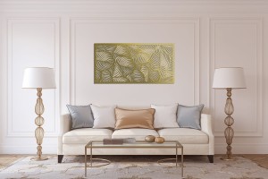 DEKORACYJNY PANEL AŻUROWY, LIŚCIE, DEKORACJA ŚCIENNA  3D, ORNAMENT 60 x 120 cm, BIAŁY