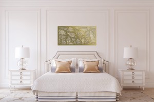 DEKORACYJNY PANEL AŻUROWY, LIŚCIE, DEKORACJA ŚCIENNA  3D, ORNAMENT 60 x 120 cm, BIAŁY