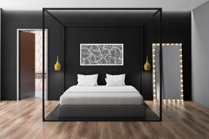 DEKORACYJNY PANEL AŻUROWY, LIŚCIE, DEKORACJA ŚCIENNA  3D, ORNAMENT 60 x 120 cm, BIAŁY