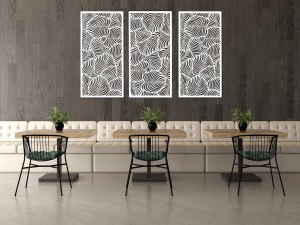 DEKORACYJNY PANEL AŻUROWY, LIŚCIE, DEKORACJA ŚCIENNA  3D, ORNAMENT 60 x 120 cm, BIAŁY
