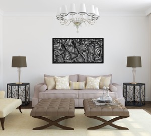 DEKORACYJNY PANEL AŻUROWY, LIŚCIE, DEKORACJA ŚCIENNA  3D, ORNAMENT 60 x 120 cm, BIAŁY