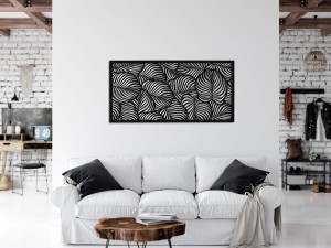 DEKORACYJNY PANEL AŻUROWY, LIŚCIE, DEKORACJA ŚCIENNA  3D, ORNAMENT 60 x 120 cm, BIAŁY