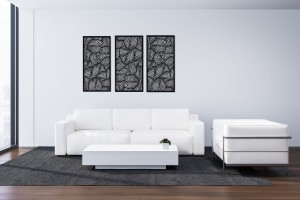 DEKORACYJNY PANEL AŻUROWY, LIŚCIE, DEKORACJA ŚCIENNA  3D, ORNAMENT 60 x 120 cm, BIAŁY