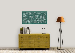 DEKORACYJNY PANEL AŻUROWY, LIŚCIE, DEKORACJA ŚCIENNA  3D, ORNAMENT 60 x 120 cm, BIAŁY