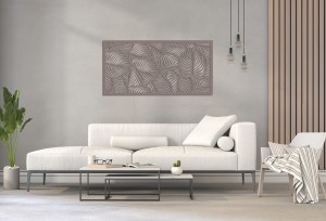 DEKORACYJNY PANEL AŻUROWY, LIŚCIE, DEKORACJA ŚCIENNA  3D, ORNAMENT 60 x 120 cm, BIAŁY