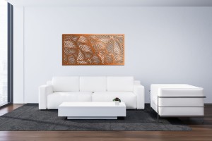 DEKORACYJNY PANEL AŻUROWY, LIŚCIE, DEKORACJA ŚCIENNA  3D, ORNAMENT 60 x 120 cm, BIAŁY