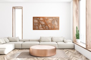 DEKORACYJNY PANEL AŻUROWY, LIŚCIE, DEKORACJA ŚCIENNA  3D, ORNAMENT 60 x 120 cm, BIAŁY