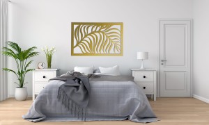 DEKORACYJNY PANEL AŻUROWY, LIŚĆ PALMY, JUNGLE STYLE , DEKORACJA ŚCIENNA 3D, ORNAMENT, CZARNY