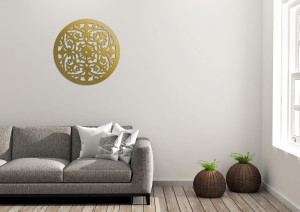 DEKORACYJNY PANEL AŻUROWY, VIOLETTE, DEKORACJA ŚCIENNA 3D, ORNAMENT, 60 cm, ZŁOTY