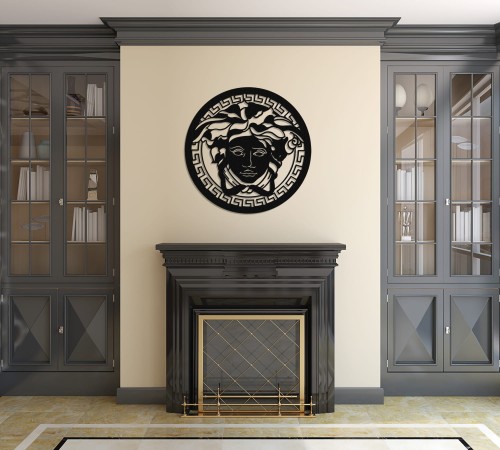DEKORACYJNY PANEL AŻUROWY, MEDUZA, GORGONA, DEKORACJA ŚCIENNA 3D, ORNAMENT,60 cm, CZARNY 