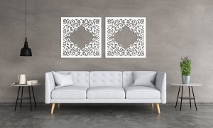 DEKORACYJNY PANEL AŻUROWY, FLOREALI, DEKORACJA ŚCIENNA 3D, ORNAMENT, DYPTYK, BIAŁY