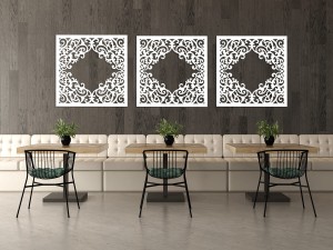 DEKORACYJNY PANEL AŻUROWY, FLOREALI, DEKORACJA ŚCIENNA 3D, ORNAMENT, DYPTYK, BIAŁY