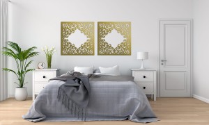 DEKORACYJNY PANEL AŻUROWY, FLOREALI, DEKORACJA ŚCIENNA 3D, ORNAMENT, DYPTYK, BIAŁY