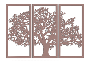 DEKORACYJNY TRYPTYK AŻUROWY, DRZEWO ŻYCIA, DEKORACJA ŚCIENNA 3D, ORNAMENT, 80 x 120 cm, CZARNY