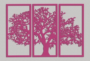 DEKORACYJNY TRYPTYK AŻUROWY, DRZEWO ŻYCIA, DEKORACJA ŚCIENNA 3D, ORNAMENT, 80 x 120 cm, CZARNY