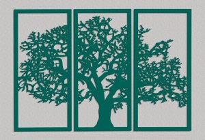 DEKORACYJNY TRYPTYK AŻUROWY, DRZEWO ŻYCIA, DEKORACJA ŚCIENNA 3D, ORNAMENT, 80 x 120 cm, CZARNY