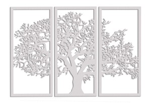 DEKORACYJNY TRYPTYK AŻUROWY, DRZEWO ŻYCIA, DEKORACJA ŚCIENNA 3D, ORNAMENT, 80 x 120 cm, CZARNY