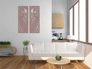 DEKORACYJNE PANELE AŻUROWE, PAW, SECESJA, ART NOUVEAU, DEKORACJA ŚCIENNA 3D, ORNAMENT, BIAŁY