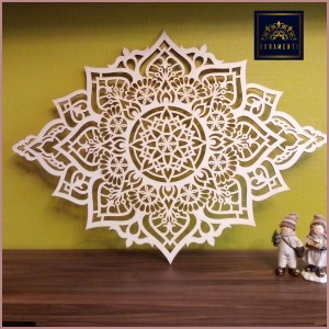 AŻUROWA DEKORACJA ŚCIENNA 3D, MANDALA, YOGA, PIĘKNY, DEKORACYJNY PANEL, BIAŁY