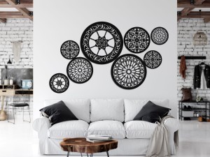 DEKORACYJNE PANELE AŻUROWE, ZESTAW 8 ROZET, PIĘKNA DEKORACJA ŚCIENNA 3D, BIAŁY