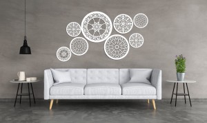 DEKORACYJNE PANELE AŻUROWE, ZESTAW 8 ROZET, PIĘKNA DEKORACJA ŚCIENNA 3D, BIAŁY