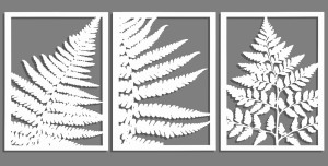 DEKORACYJNY TRYPTYK AŻUROWY, LIŚĆ PAPROCI, DEKORACJA ŚCIENNA 3D, ORNAMENT, PANELE AŻUROWE, 76 x 172 cm, BIAŁY