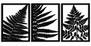 DEKORACYJNY TRYPTYK AŻUROWY, LIŚĆ PAPROCI, DEKORACJA ŚCIENNA 3D, ORNAMENT, PANELE AŻUROWE, 76 x 172 cm, BIAŁY