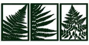 DEKORACYJNY TRYPTYK AŻUROWY, LIŚĆ PAPROCI, DEKORACJA ŚCIENNA 3D, ORNAMENT, PANELE AŻUROWE, 76 x 172 cm, BIAŁY