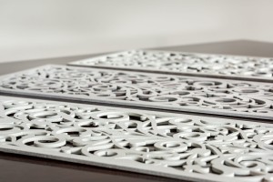 AŻUROWY TRYPTYK DEKORACYJNY, ALESSANDRIA, VINTAGE, RETRO, PANELE AŻUROWE, ORNAMENT, DEKORACJA ŚCIENNA 3D, BIAŁY