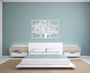 DEKORACYJNY TRYPTYK AŻUROWY, DRZEWO ŻYCIA, DEKORACJA ŚCIENNA 3D, MOZAIKA, ORNAMENT, 90 x 132 cm, BIAŁY