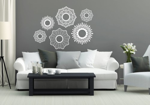 DEKORACYJNE PANELE AŻUROWE, ZESTAW 6 ROZET, PIĘKNA DEKORACJA ŚCIENNA 3D , BIAŁY