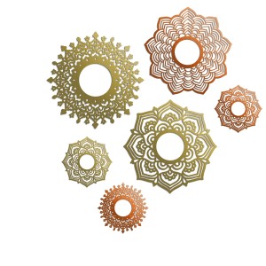 DEKORACYJNE PANELE AŻUROWE, ZESTAW 6 ROZET, PIĘKNA OZDOBA ŚCIENNA 3D , ORNAMENT , CZARNY