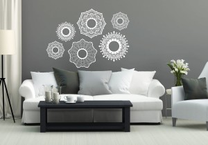 DEKORACYJNE PANELE AŻUROWE, ZESTAW 6 ROZET, PIĘKNA OZDOBA ŚCIENNA 3D , ORNAMENT , CZARNY