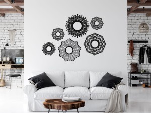 DEKORACYJNE PANELE AŻUROWE, ZESTAW 6 ROZET, PIĘKNA OZDOBA ŚCIENNA 3D , ORNAMENT , CZARNY