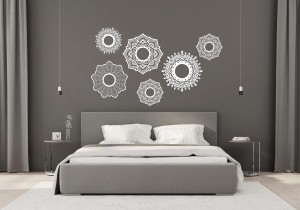 DEKORACYJNE PANELE AŻUROWE, ZESTAW 6 ROZET, PIĘKNA OZDOBA ŚCIENNA 3D , ORNAMENT , CZARNY